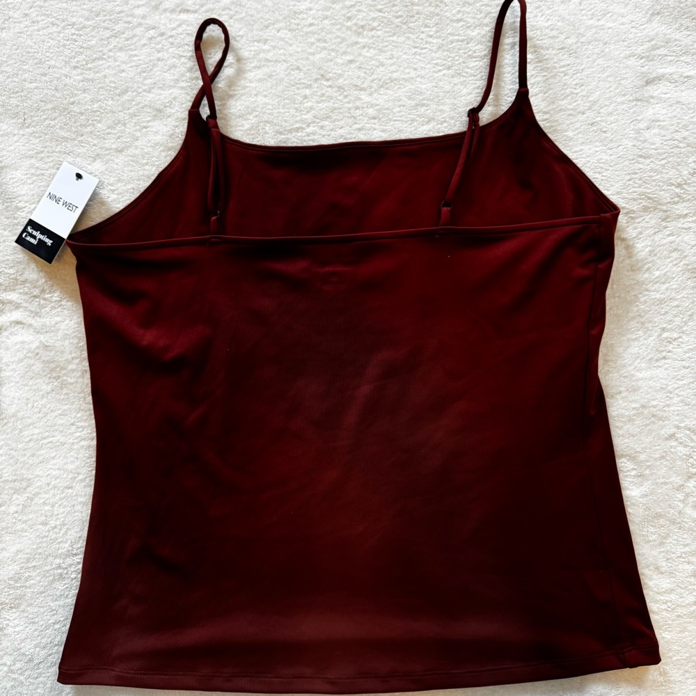 Nine West Dark Red Sleeveless Fitted Camisole Top